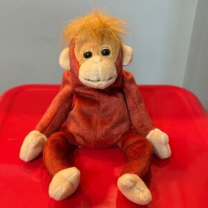 Ty Orange and Cream Stuffed Monkey- BEANIE BABIES- NAME- SCHWEETHEART
